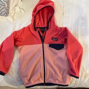 3t pink patagonia zip up fleece with hood